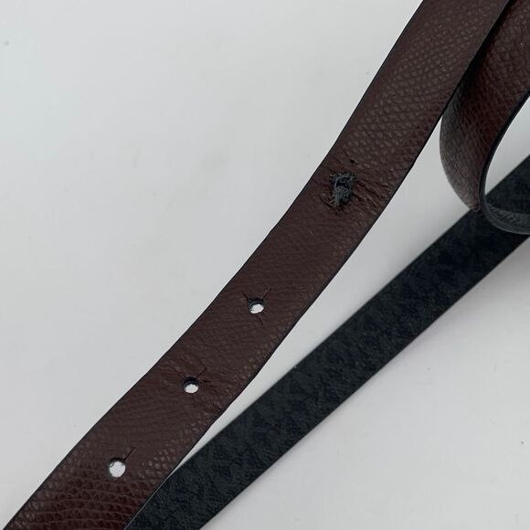 Michael Kors Reversible Leather Belt – Black & Brown w/ Silver MK Logo Buckle main image 4